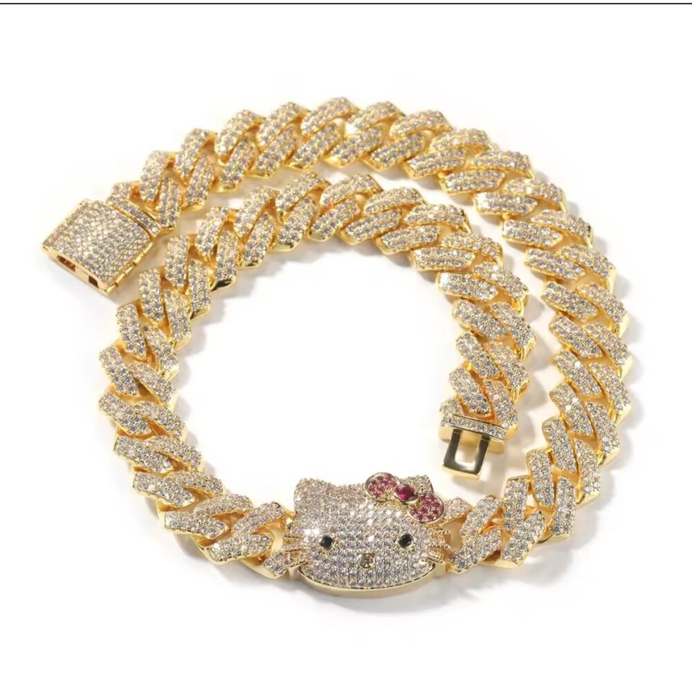 Hello kitty Cuban necklace gold  16inch - Picture 2 of 6